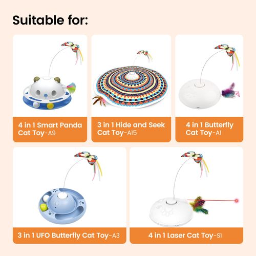 Potaroma Pack of 3 Butterfly Refills 3 in 1 Hide and Seek Cat Toys