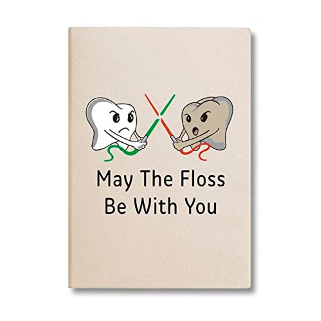 Dentist Gift Leather Notebook May The Floss Be With You Leather Notebook Dental Hygienist Gift Birthday Dentist Graduation Gifts for Dental Assistant DH (The Floss Be With You)