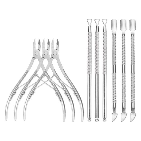 LELE LIFE 9PCS Cuticle Trimmer Cuticle Remover Cuticle Pusher, Stainless Steel Professional Pedicure Manicure Tools Cuticle Nippers Cutter Clippers Kit for Finger and Toe Nail