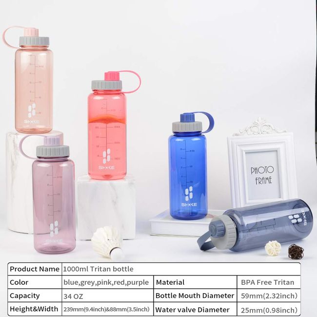 Sports Water Bottle 1000ml, BPA Free Tritan Non-Toxic Plastic