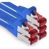 1aTTack.de - 5x 2m CAT6 patch cable S/FTP PIMF shielding CAT.6 RJ45 network cable Ethernet cable DSL LAN router switch modem patch panel - blue - 5 pieces