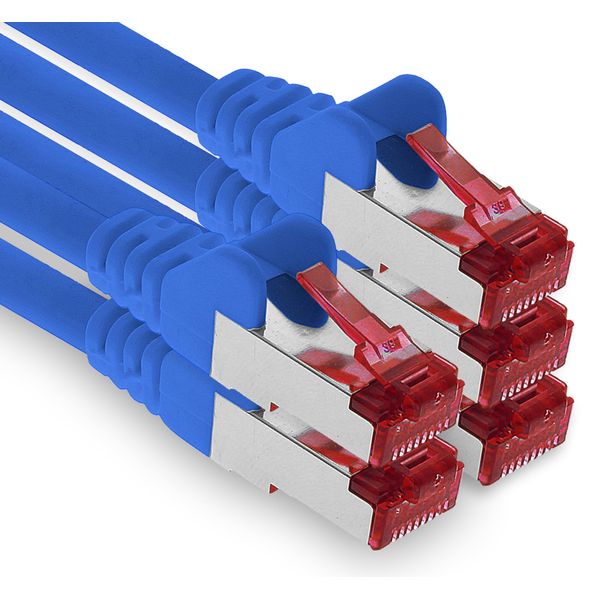 1aTTack.de - 5x 2m CAT6 patch cable S/FTP PIMF shielding CAT.6 RJ45 network cable Ethernet cable DSL LAN router switch modem patch panel - blue - 5 pieces