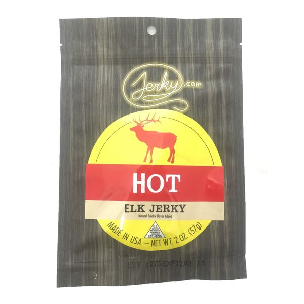 Jerky.com Exotic Hot Elk Jerky - Wild Game Meat Snacks, Exotic Snacks, High-Protein, All-Natural, No Added Preservatives - Healthy Snacks for Adults - 1.75 oz. (Pack of 1)