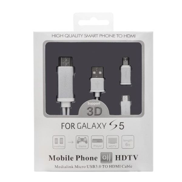 MHL-HDMI Adapter Cable White with Adapter for Galaxy 180cm
