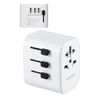 Elecom ECT-32-15A3WH Overseas Conversion Plug A/BF/O/C Type USB-A, 3 Ports, 12W, Polarity Compatible, (N Pole Compatible), White