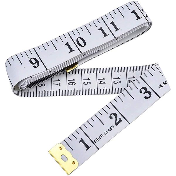 Dual Sided Body Measuring Ruler Sewing Cloth Tailor Tape Soft Tape for Measure Chest and Waist, 60inch/150cm White