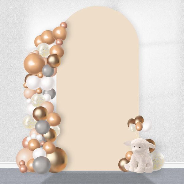 Arch Backdrop Cover, 6FT Wedding Arch Cover Spandex Fitted Arch Covers Stretchy Cardboard Chiara Wall Backdrop Stand Fabric - Apricot Arch Backdrop Panels for Birthday Party Baby Shower Banquet Decor