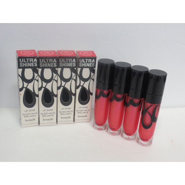 BENEFIT ULTRA SHINES LIP SHINE BACK TO THE FUCHSIA 0.17 OZ BOXED *LOT OF 4*