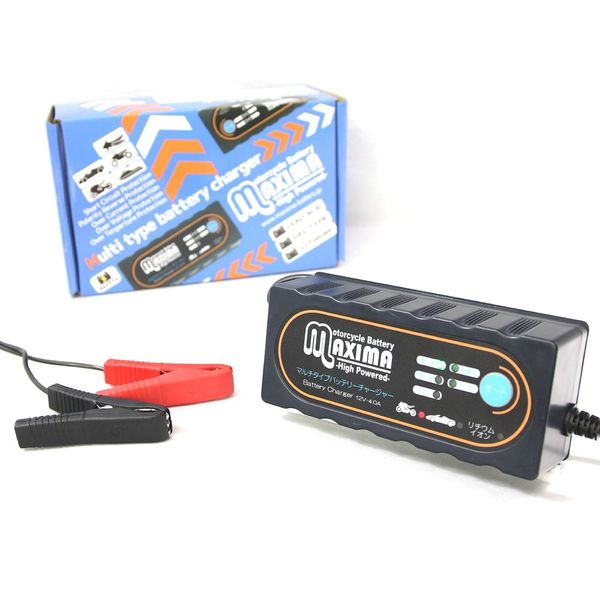 Maxima Battery, 12 V, Fully Automatic, Multi-Type Battery Charger, For Automobiles, Motorcycles, Lithium Ion Battery, Regular Battery