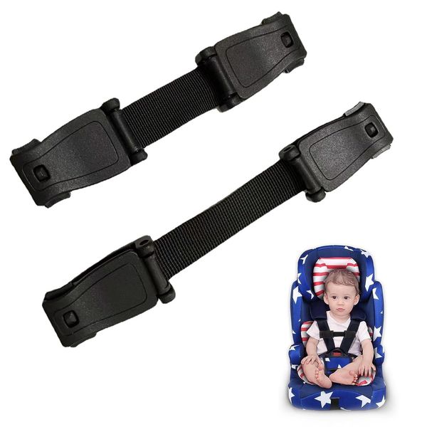 Car Seat Belt Clip 2Pcs, Car Seat Anti Escape Harness Chest Clip Car Seat Safety Clip for Strap Prevent Children/Kids Taking Their Arms Out of Child Car Seat/High Chairs Baby Reins (Black)