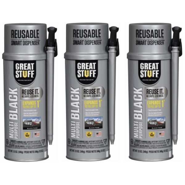 Great Stuff 99112876 12 oz Reusable Black Expanding Foam  - 3 Pack