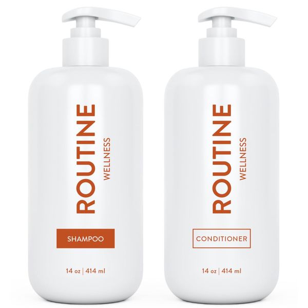 Routine Wellness Shampoo and Conditioner Set for Stronger Hair - Biotin | Color Safe | Sulfate-Free | Vegan | Clinically Tested | Nourishing Oils and Vitamins - Coconut & Vanilla 14oz (Pack of 2)