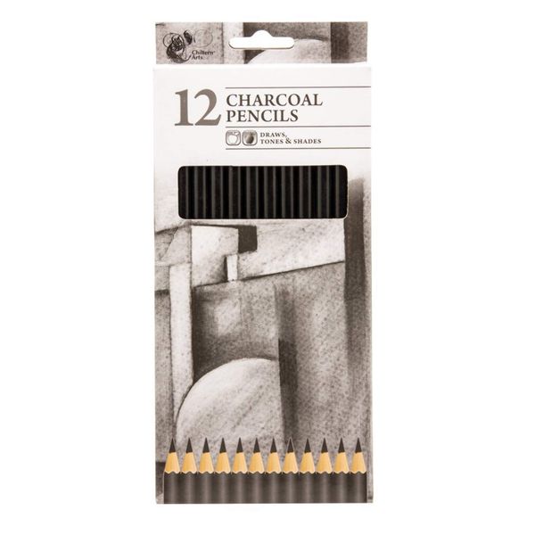 Chiltern Arts Pack Of 12 Charcoal Pencils Draws Tones & Shades