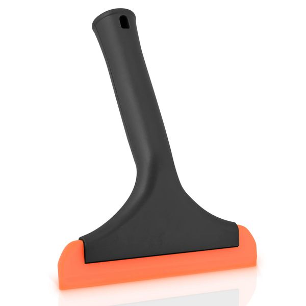 EHDIS 1PCS Window Squeegee with Handle, Flexible Rubber Squeegee, Shower Squeegees, for Glass, Mirrors, Car Windows, Bathroom, 6 INCH, Black+Orange