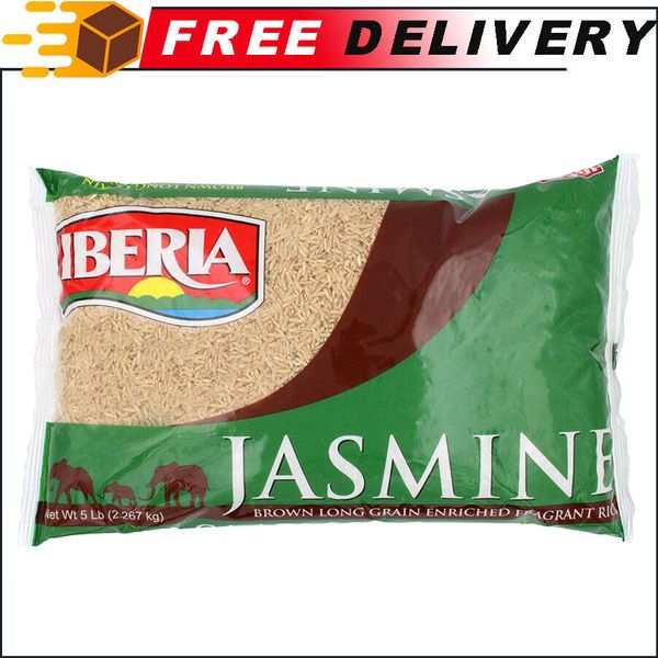 Iberia Brown Jasmine Rice, 5 Lbs Long Grain Naturally Fragrant Enriched Brown