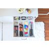 AB Designs Bin Pack, [6] Long Home Organizer Storage Boxes with Lids, Translucent Clear