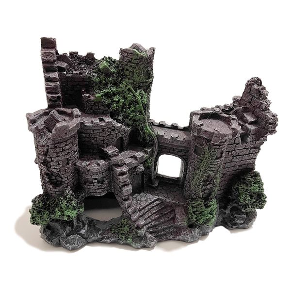 S-NET SN-301-SO B Castle, Aquarium, Object, Hideaway, Ornament, Decoration, Black, Aquatic Plants, Goldfish, Tropical Fish, Fish, Resin Interior