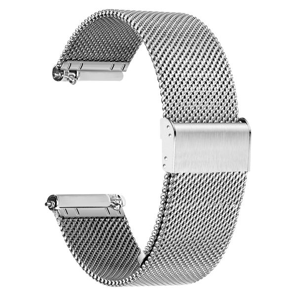 TStrap Mesh Watch Strap Metal - Silver Quick Release Watch Bands for Men Women - Stainless Steel Smart Watch Straps Bracelet Replacement - 18mm 20mm 22mm