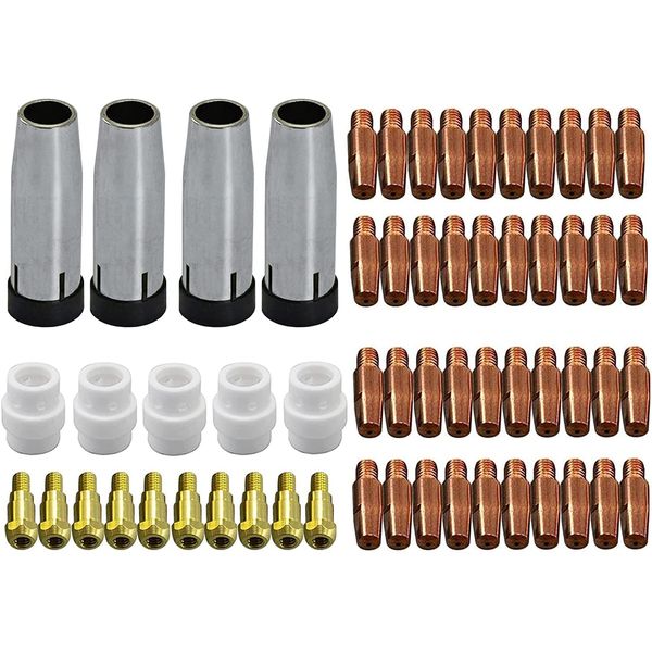 RIVERWELD 24KD MB24 Contact Tip 0.9mm Conical Gas Nozzle Tip Holder Fit 24KD MB24 MIG MAG Co2 Welding Torch 59pcs