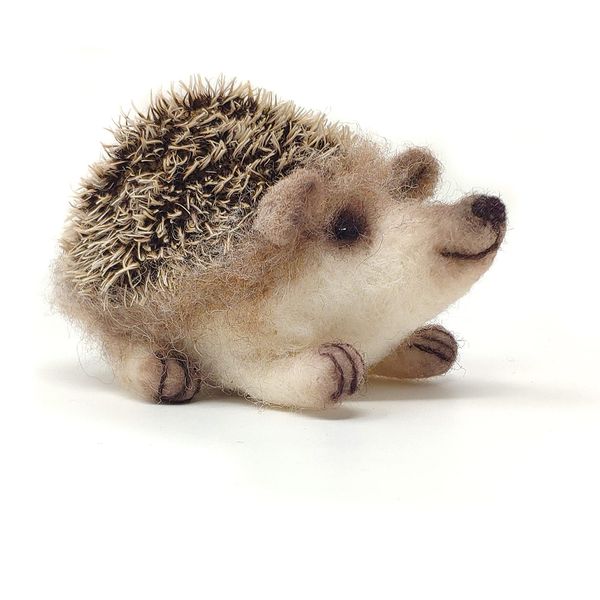 The Crafty Kit Company Baby Hedgehog DIY Needle Felting Craft Kit for Kids and Adults Including Corriedale Wool, Mohair Fabric, Needles and Instructions