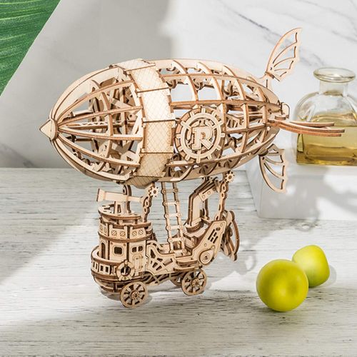 Rolife Build Your Own 3D Wooden Assembly Puzzle Wood Craft Kit Airship Model Gifts for Kids and Adults