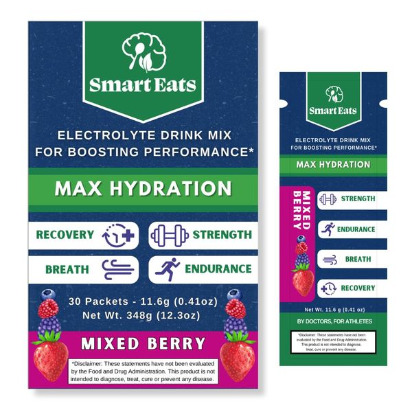 Energy-Boosting Electrolyte Powder | Uber-Functional | Essential Vitamins, Minerals, Antioxidants | Very Low Sugar | Sweet & Sour - Mixed Berry | 30 Single-Serve Packets | Max Hydration