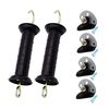 Plastic Electric Fence Spring Gate Handle with Insulators and Anchor Set, Black (2BlackMB+039)