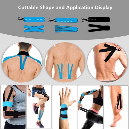 kuou 10m Kinesiology Tape, Boob Tape, 2x5m Roll of Elastic Muscle Support Tape for Exercise, Sports & Injury Recovery