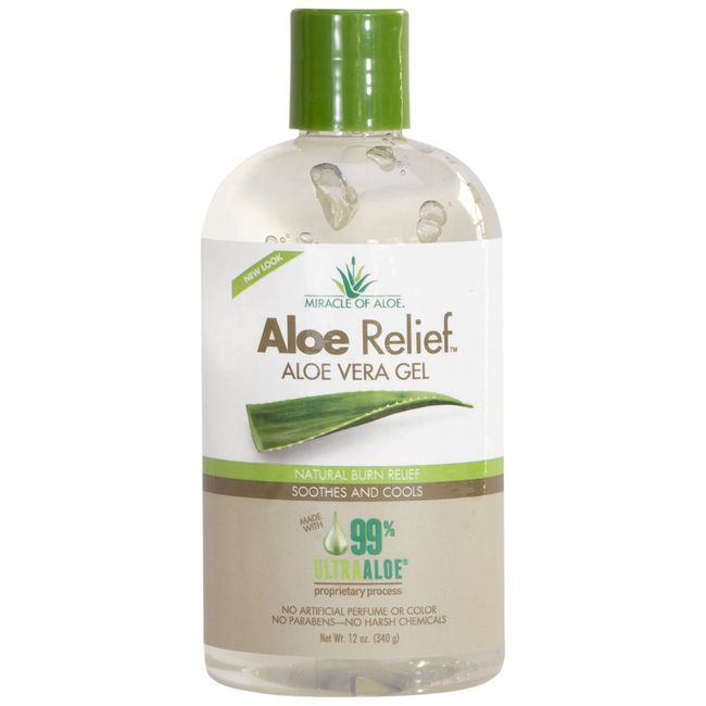 Aloe Relief 99% Pure Aloe Vera Gel, 12 ounce bottle with pump