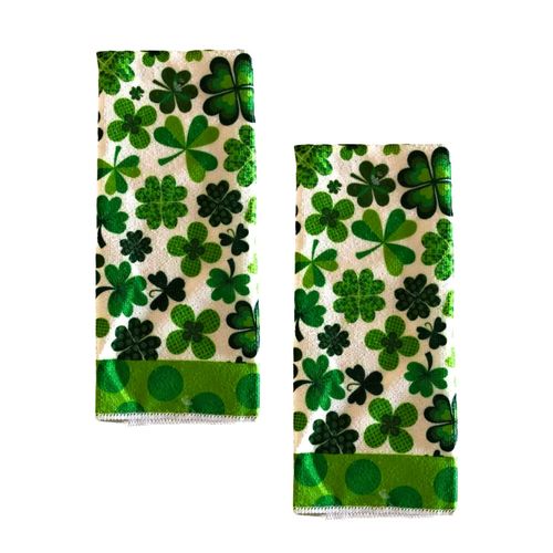 St. Patrick's Day Shamrock Kitchen Bathroom Hand Towels, Set of 2