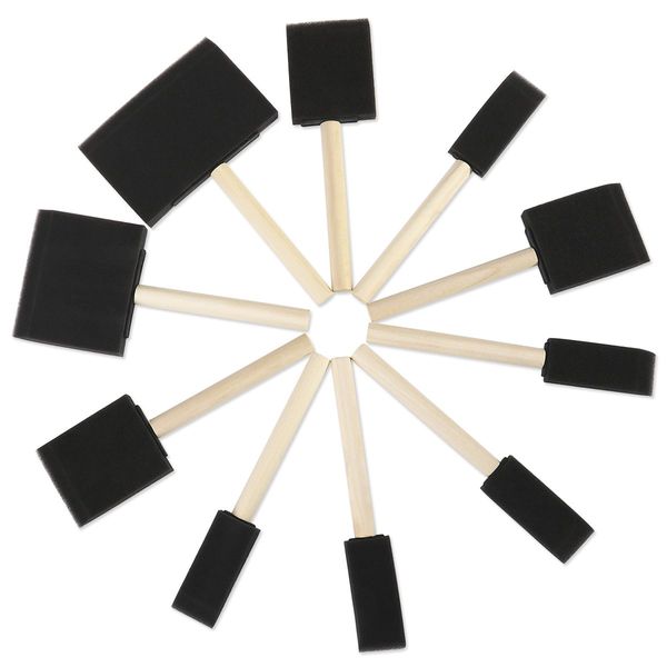 ROSENICE Foam Brush Painting Sponge Tool with Hardwood Handles Pack of 10