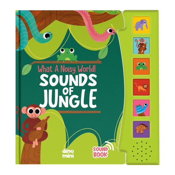 DINO MINI - What A Noisy World! - Sounds of Jungle - Sound Books for Toddlers - Musical Toys for Toddlers 3-5 - Musical Book for Toddlers with 6 Different Sounds