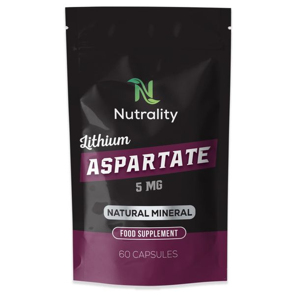 Nutrality Lithium Aspartate 5mg | High Strength Immune System Antioxidant Supplement | Immune Support, Bone & Joint Support | Vegan | 60 Capsules