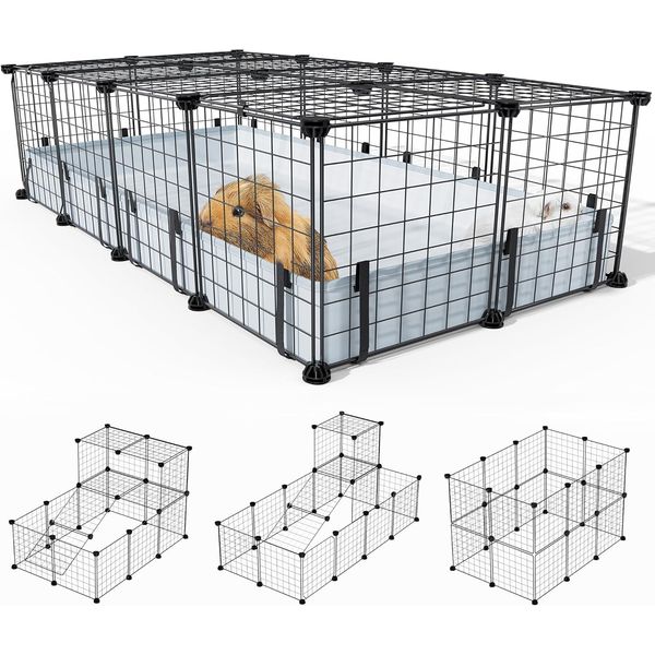 20 Panels Guinea Pigs Cages:  Small Animal Cage with Waterproof Mat, Metal Hedge