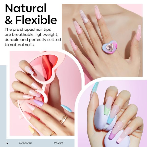 Modelones Gel X Nail Kit, Gel Nail Kit with 4-in-One Nail Glue Gel, 500Pcs Nail Tips Half Matte Long Coffin, and Portable U V LED Nail Lamp for Easy, Fast Extension Gel Nail DIY Art