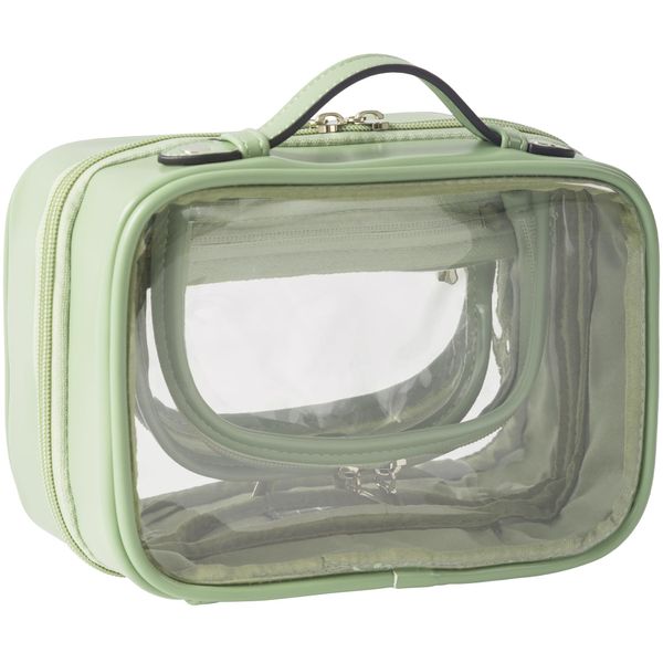 Veki Transparent Kosmetiktasche, Doppelte Lage Reise Kulturbeutel, Wasserdichter Kulturtasche, Groß Kapazität Öffnen Sie Kosmetikbeutel, Make Up Tasche Organizer für Damen und Mädchen (Klein Grün)