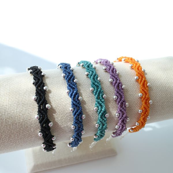 Memories of Summer Waves 92.5 Silver Bracelet 5 Colors Handmade Knot Bracelet Macrame