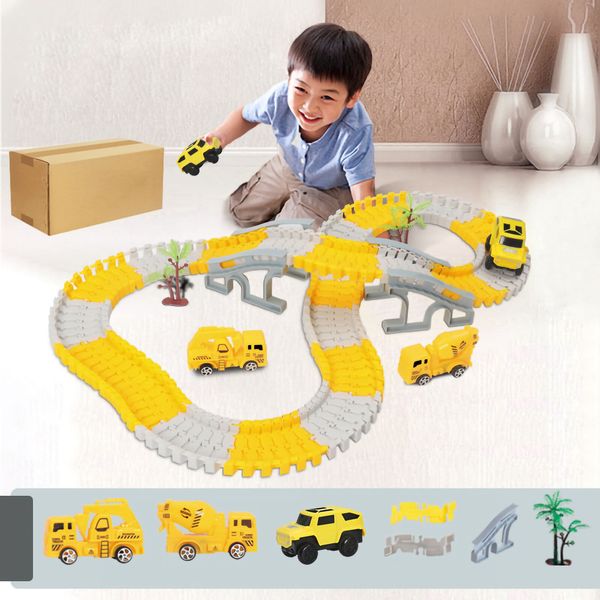 Construction Race Tracks For Kids Flexible Electric Track Toy Car Set DIY As