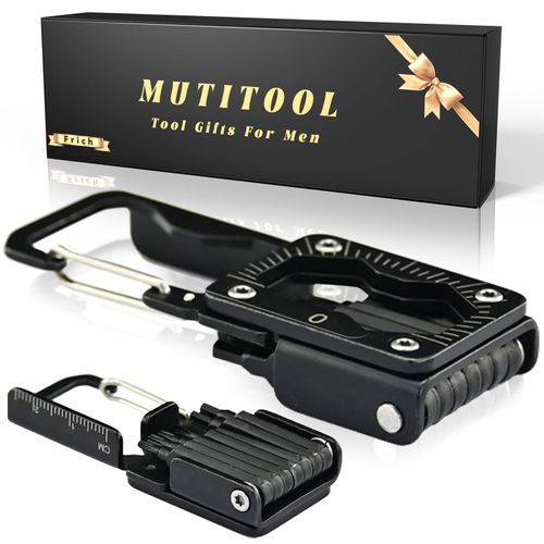 Stocking Stuffers for Men Dad, Multi-Tool with Key Ring, Protractor, Ruler, Hex Wrenches, Flat and Phillips Screwdrivers Christmas Gifts for Him Husband Birthday Gifts from Daughter Son Wife Kids