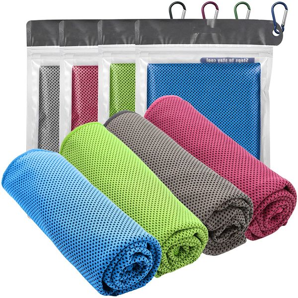 100 * 30CM Cooling Towel Ice Towel Microfiber Towel Soft Breathable Towel Instant Evaporative Cooling for Yoga, Travel, Golf, Gym,Camping, Fitness For Men and Women - 4Pack