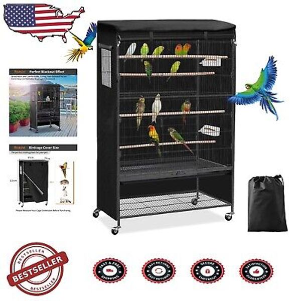 Washable Large Birdcage Cover, Black-Out & Breathable for Pet Birds 36x25x48