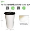 16oz White Coffee Cups and Black Flat Lids Hot Cold Drinks Disposable 100pcs