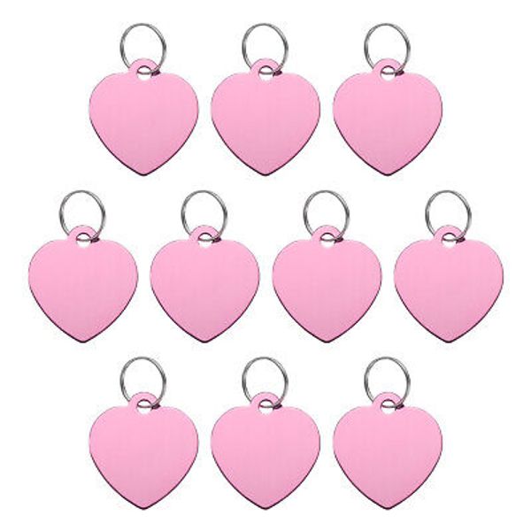 Pet ID Tags, Engraving Tags, Heart-Shape Dog ID Tag, Pink Blank Tags, 10pcs