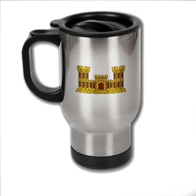 Stainless Steel Coffee Mug with U.S. Army Corps of Engineers branch insignia