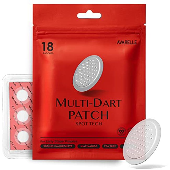 Multi-dart Spot Tech Microneedle Patch by Avarelle | Acne Patches for Early-stage Blemish, and Stubborn Deep Rooted Pimples | Facial skin Acne dots for spots, | Vegan, Cruelty Free Certified, Carbonfree Certified (18 PATCHES)