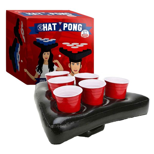 Original Hat Pong Officiel | Originelles Beer Pong Spiel | Premium Qualität | 2 Aufblasbare Hüte | 12 Red Cups | 2 Bälle | Trinkspiel | Party-& Aperitif Spiel | House Party | OriginalCup®