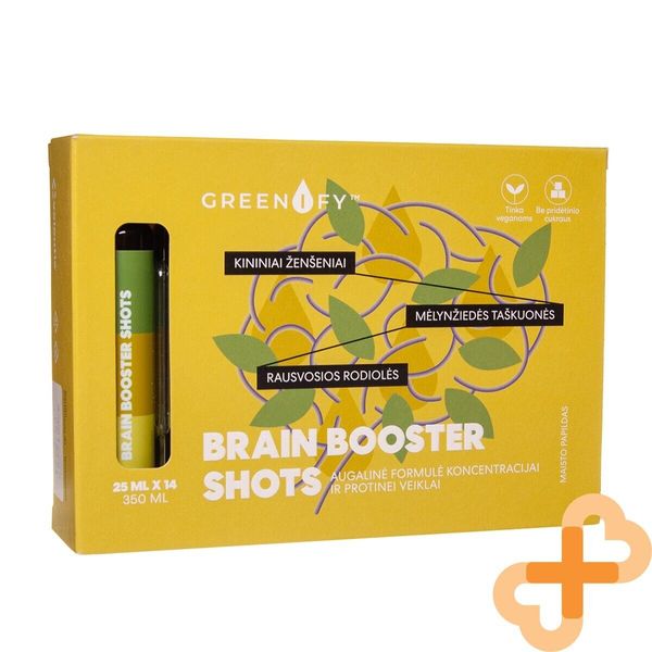 GREENIFY Brain Booster Shots Mental Activity Concentration 14 x 25ml Supplement