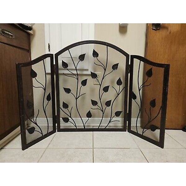 49" x 30" Antique Style Wrought Iron Folding Fireplace Screen Fire Place Fence