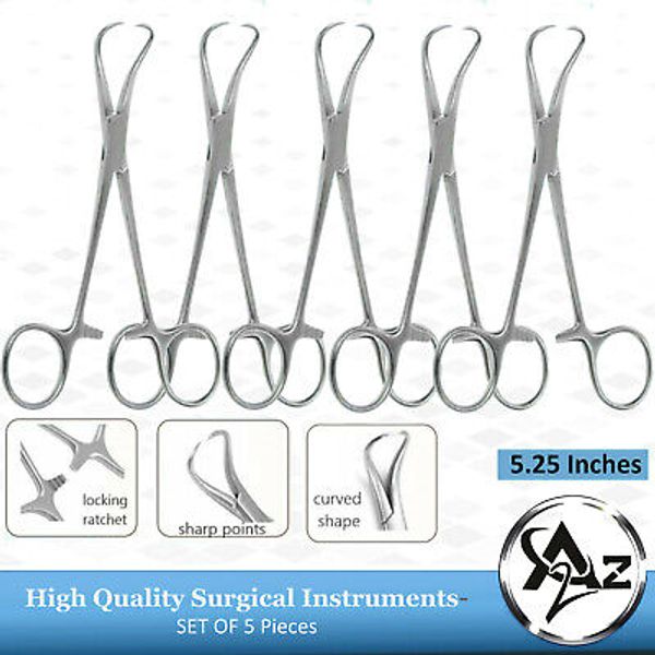 5PC O.R GADE GERMAN BACKHAUS TOWEL CLAMP FORCEP 5.25" DENTAL SURGICAL VETERINARY