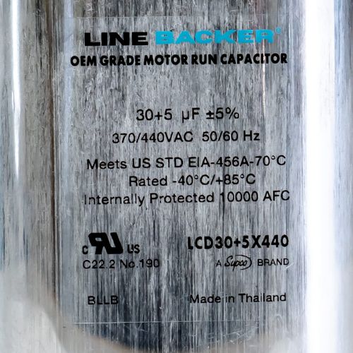 Supco Capacitor Oval Dual Run 30 + 5 uf 370/440 Volts for HVAC Motors Compressors LCD30+5X440 Linebacker